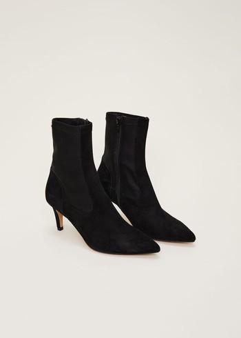 Phase Eight Suede Sock Boots Black USA | 9651308-AV